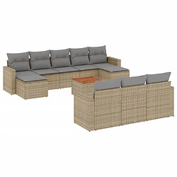 vidaXL Salon de jardin 11 pcs avec coussins beige résine tressée