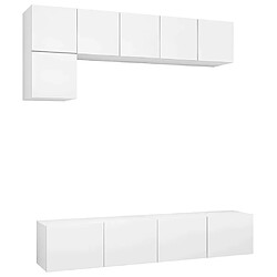 Maison Chic Ensemble de meubles TV 5 pcs | Banc TV Moderne pour salon | Meuble de Rangement - Blanc Aggloméré -MN57507