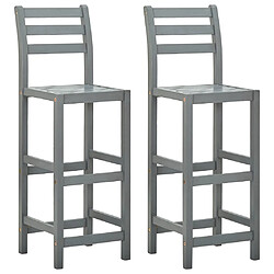 vidaXL Tabourets de bar lot de 2 gris bois d'acacia massif 