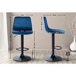 Non Lot de 2 tabourets de bar Divo velours noir