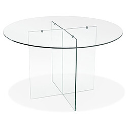 Alterego Table de salle à manger ronde en verre 'BOBBY TABLE ROUND' design - Ø 120 cm