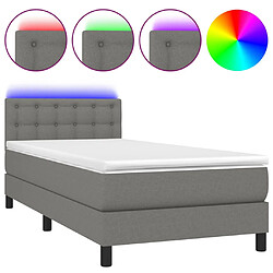 vidaXL Sommier à lattes de lit et matelas et LED Gris foncé 100x200 cm