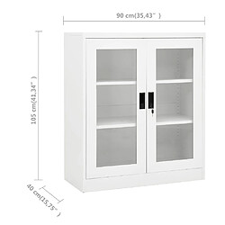 vidaXL Armoire de bureau Blanc 90x40x105 cm Acier pas cher