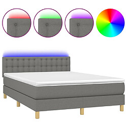 vidaXL Sommier à lattes de lit et matelas et LED Gris foncé 140x190 cm