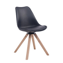 Decoshop26 Chaise de salle à manger x1 chaise visiteur assise pivotant à 360° en PVC et plastique noir piètement en bois carré clair 10_0003470 