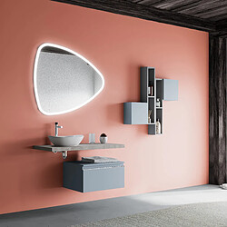 Kiamami Valentina BETON TOP 100CM LAVABO À POSER AVEC TIROIR BLEU 60CM MIROIR LED | LAGOS