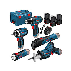 Pack 5 outils sans fil 12 V Bosch 3 batteries 20 Ah dans LBOXX