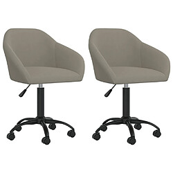 vidaXL Chaises pivotantes à manger lot de 2 gris clair velours