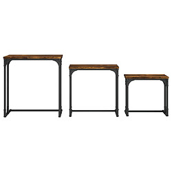 Acheter vidaXL Tables basses gigognes 3 pcs chêne fumé bois d'ingénierie