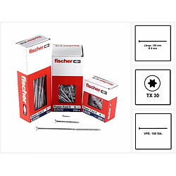 Fischer Power-Fast II FPF II Vis à bois aggloméré 6,0x180 mm, 100 pcs., tête fraisée, empreinte Torx, filetage total, zingué et passivé bleu ( 670465 )