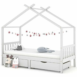 Maison Chic Lit d'Enfant Chambre - Cadre de lit pour enfant avec tiroirs blanc pin massif 90x200 cm -MN99842