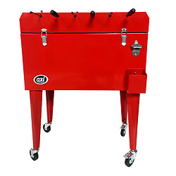 AXI Retro Cooler Rouge avec Babyfoot | Réfrigérateur de boissons mobile pour l'extérieur / le jardin | Glacière 76 litre