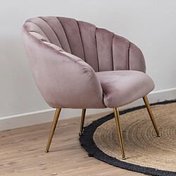 Mes Fauteuil 76x76x81 cm en tissu velours vieux rose 