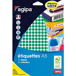 Pastille adhésive Ø 8 mm Agipa 11430 verte - pochette de 2940