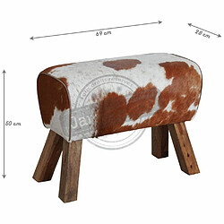 Aubry Gaspard Tabouret rectangulaire en peau de vache.