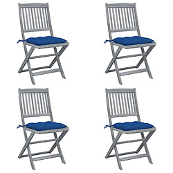 vidaXL Chaises pliables d'extérieur lot de 4 et coussins Bois d'acacia