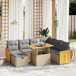 vidaXL Salon de jardin avec coussins 8 pcs beige résine tressée 