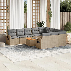 vidaXL Salon de jardin 11 pcs avec coussins beige résine tressée 