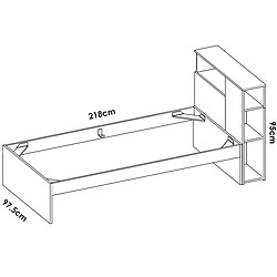 Pegane Ensemble de tête de lit + structure de lit + bureau coloris blanc