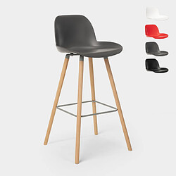 Superstool Tabouret de bar et de cuisine design en bois Burj 75 cm, Couleur: Gris