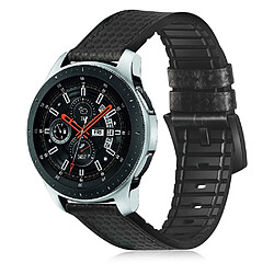 Wewoo Bracelet pour montre connectée appliquer le cuir actif en fibre de carbonne Samsung Galaxy Watch 22mm avec la bande de sports de silicone noir 