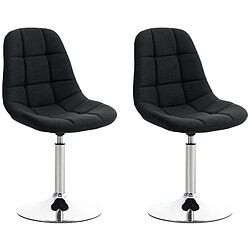 Decoshop26 Lot de 2 chaises design moderne coutures décoratives carrées en tissu noir et métal chromé 10_0001709 