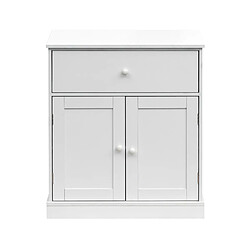 Mobili Rebecca Armoire Meuble De Salle De Bains Avec Tiroir 2 Portes En Bois Blanc