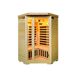 Vente-Unique Sauna Infrarouge 3/4 places d'angle Gamme prestige ARVIKA II - 120x56x120x H190 cm - 2100W