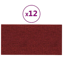 vidaXL Panneaux muraux 12 pcs Rouge bordeaux 60x30 cm Tissu 2,16 m²