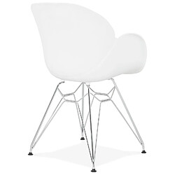 Acheter Alterego Chaise moderne 'UNAMI' blanche en matière plastique avec pieds en métal chromé