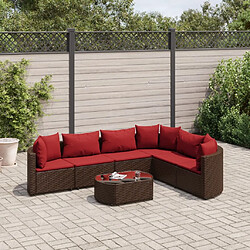 vidaXL Salon de jardin avec coussins 7 pcs marron résine tressée 