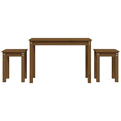 vidaXL Tables gigognes 3 pcs Marron miel Bois de pin massif