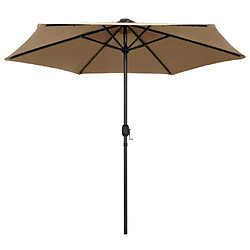 vidaXL Parasol de jardin avec lumières LED et mât en aluminium taupe