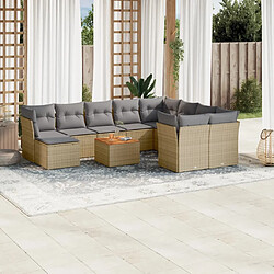 vidaXL Salon de jardin 11 pcs avec coussins beige résine tressée 