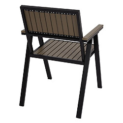 Mendler Lot de 2 chaises de jardin + table de jardin HWC-J95, revêtement Gastro Outdoor, alu aspect bois ~ noir, gris pas cher