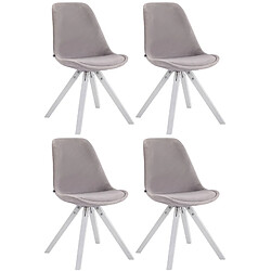 Decoshop26 4 chaises de salle à manger style scandinave en velours gris clair pieds carré en bois blanc CDS10186