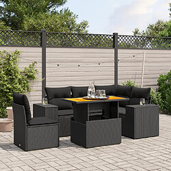 vidaXL Salon de jardin 6 pcs avec coussins noir résine tressée