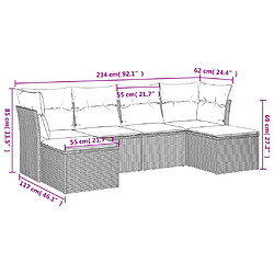 vidaXL Salon de jardin avec coussins 6 pcs marron résine tressée pas cher