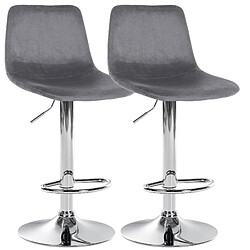 Non Lot de 2 tabourets de bar Divo velours chrome