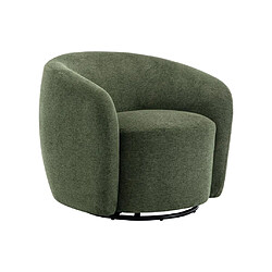 Avis Vente-Unique Fauteuil pivotant en tissu texturé vert olive VEREIDE