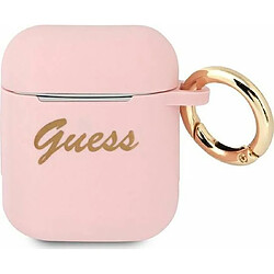 Guess Maroquinerie Couche Silicone Traseira Guess Gua2sssi Airpods Cover Cor-De-Rosa/Cor-De-Rose Vintage Script