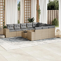 Maison Chic Salon de jardin 11 pcs avec coussins | Ensemble de Table et chaises | Mobilier d'Extérieur beige résine tressée -GKD88107