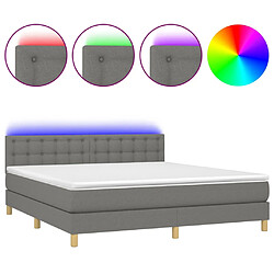 vidaXL Sommier à lattes de lit et matelas et LED Gris foncé 160x200 cm