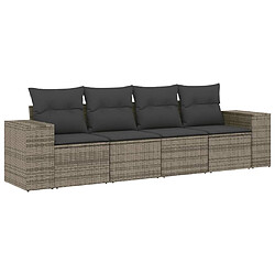 vidaXL Salon de jardin 4 pcs avec coussins gris résine tressée