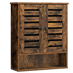 Helloshop26 Armoire murale meuble de rangement suspendu pour salle de bain armoire à pharmacie placard compartiment ouvert étagère réglable en hauteur 70 cm marron rustique 12_0002740 