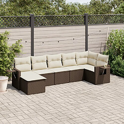 vidaXL Salon de jardin avec coussins 7 pcs marron résine tressée