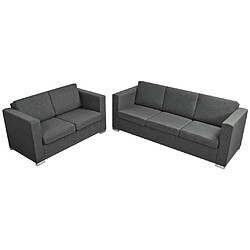 vidaXL Ensemble de canapés deux pièces Tissu Gris foncé