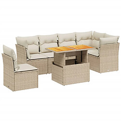 vidaXL Salon de jardin avec coussins 7 pcs beige résine tressée