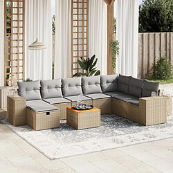 vidaXL Salon de jardin avec coussins 9pcs mélange beige résine tressée