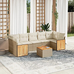 Maison Chic Salon de jardin avec coussins 8 pcs | Ensemble de Table et chaises | Mobilier d'Extérieur beige résine tressée -GKD39144